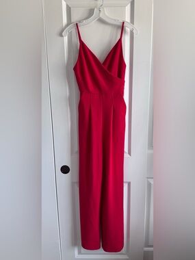 Love Culture Red Sleeveless Wrap Front Jumpsuit